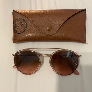 Ray Ban Double Bridge Round Rose Gold RB3647N Pink